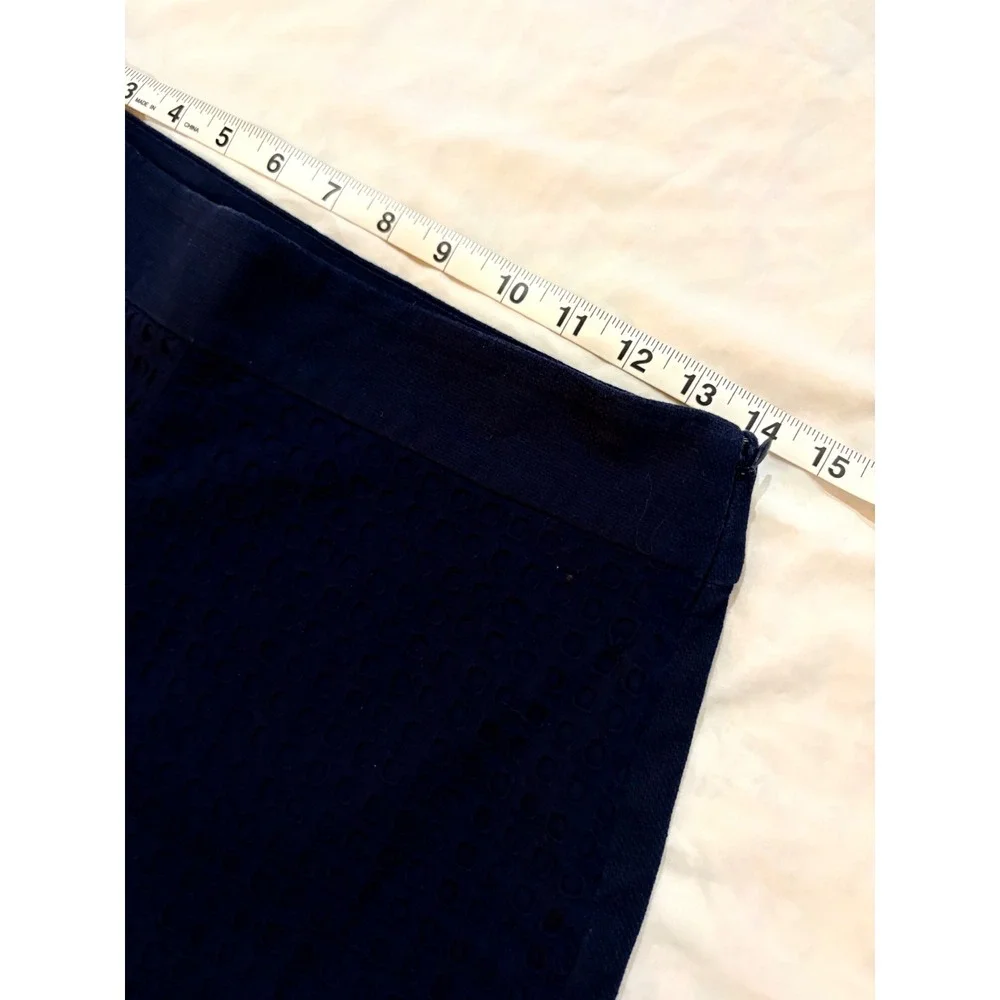 J.Crew Womens Navy Blue Geometric Eyelet Front Side Zip‎ Shorts Size 4